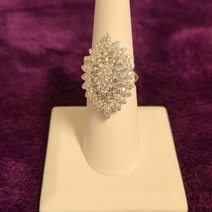 Bella Luce White Cubic Zirconia Rhodium Over Sterling Silver Cluster Ring, Sz 7